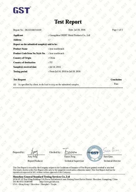 China Guangdong ORBIT Metal Products Co., Ltd Certificaten